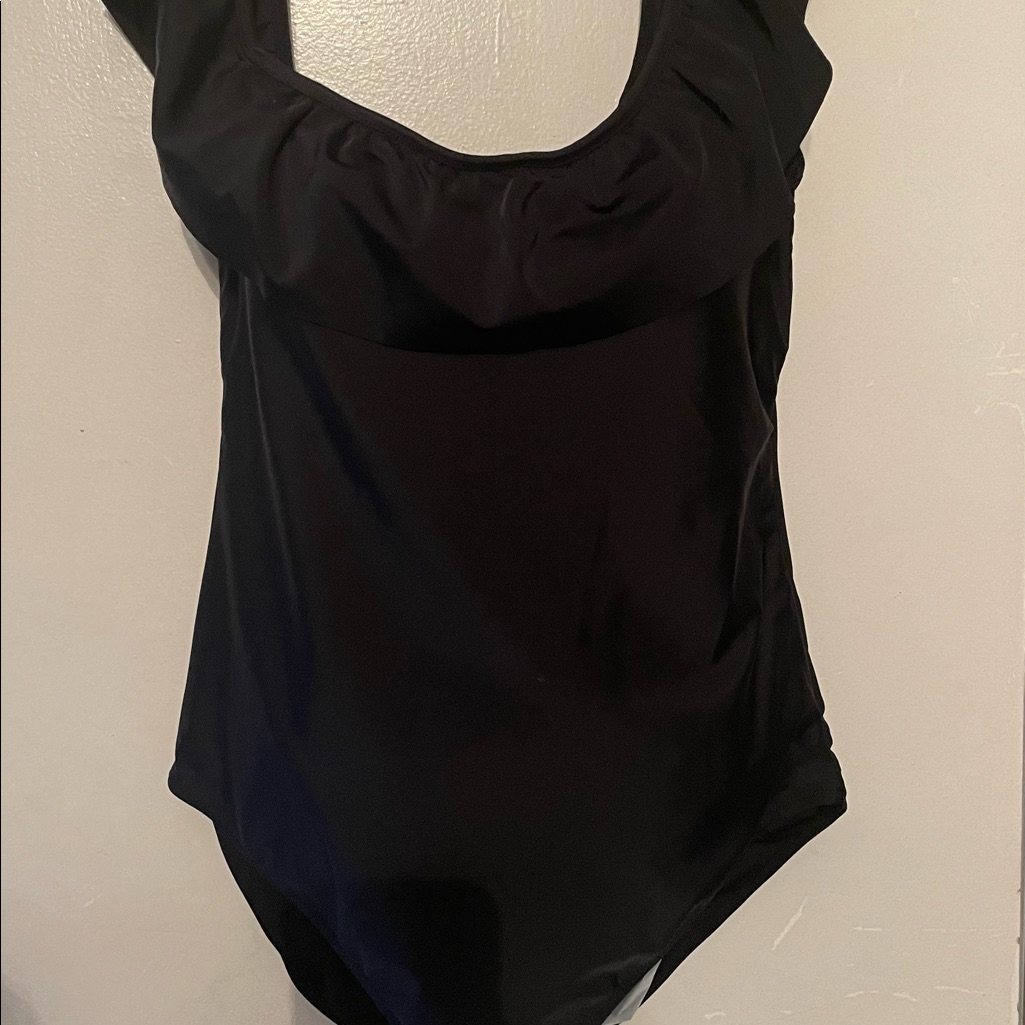 Nwt Pink Envelope Black One Piece Swim Suit, Size Large